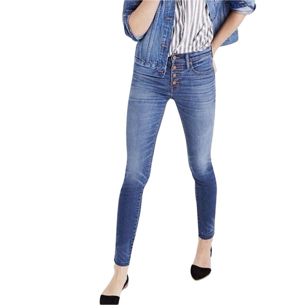 Madewell Women’s 9” High Riser Skinny jeans, raw hem, button fly, Size 24